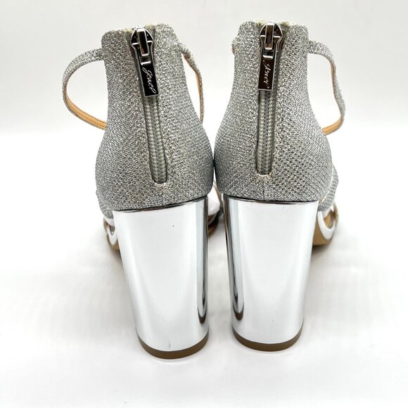 Jewel Badgley Mischka Womens Size 9 Gale Silver Dress Sandals Heels Shoes - Picture 7 of 16
